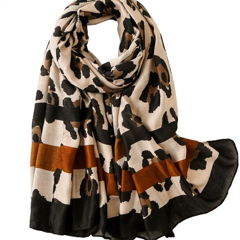 Brown Leopard Animal Print Soft Wrap Shawl Scarf